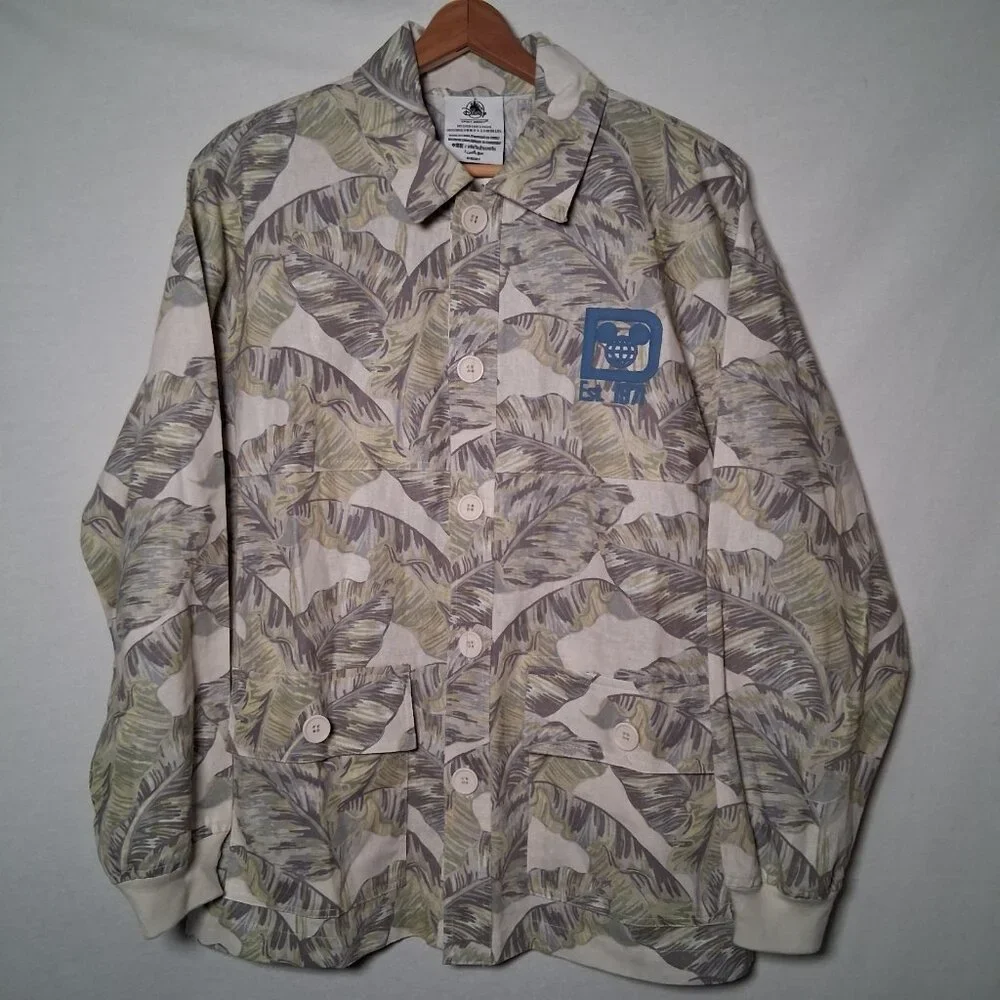 Walt Disney World Spirit Jersey Shirt S Button Collar Palms Safari Linen Blend - Picture 2 of 16